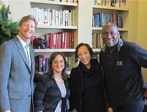 Tara with writers Simmons Buntin, Katrina Grigg-Saito, and Samuel Autman at Depauw University