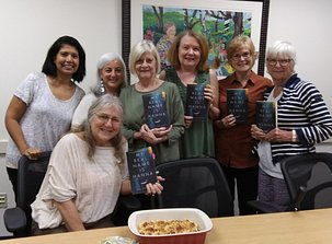 Tara with the Compassionate Women of St. Augustine Book Club who read 'MY REAL NAME IS HANNA' Book