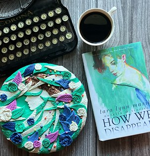Pie Lady Books on Instagram creating a decorated pie to go with 'HOW WE DISAPPEAR' cover